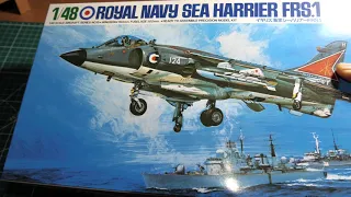 1/48 Tamiya Royal Navy Sea Harrier FRS.1 Unboxing rozpakowanie po Polskuu