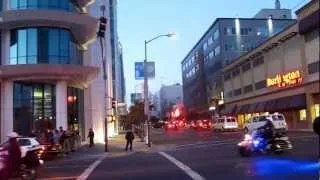 Obama's presidential motorcade arrives in San Francisco