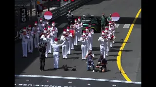 Daniel Ricciardo dances to the Monaco national anthem...