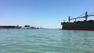 Freighter sounding danger signal