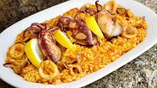 How to make an INCREDIBLE RICE with few ingredients. SQUID Rice. Mediterranean diet.