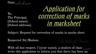 Application for correction of marks in mark sheet||Formal letter