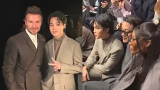 Jimin & Jhope with David Beckham and Naomi Campbell at Dior Paris Fashion Week jimin vibe sehun