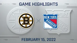NHL Highlights | Bruins vs. Rangers - Feb. 15, 2022