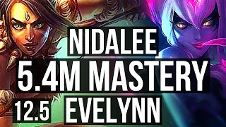NIDALEE vs EVELYNN (JNG) | 5.4M mastery, 9/0/3, 1000+ games, Legendary | KR Grandmaster | 12.5