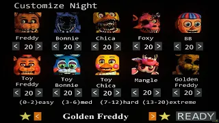 FNAF 2 10/20 Mode Complete - Walkthrough - No Commentary - B3njam0n L4je