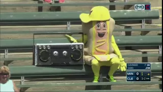 Mustard jams out with boombox in Progressive Field bleachers