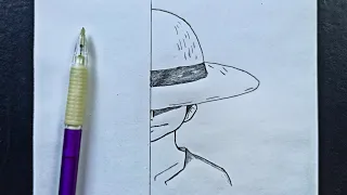 anime drawing tutorial | Learn to draw Luffy from Anime One Piece using only bullets step by step
