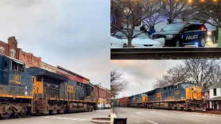 Guy gets arrested after train passes through Main Street - La Grange, KY