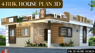 Modern 4 Bedroom House Plan | 4 BHK House Plan 3D | Small Modern House Design | DK 3D Home Design