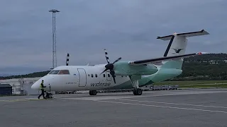 DHC Dash 8-100 engine start up & taxi out of stand 25 (Tromsø Airport)