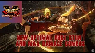 Street Fighter V: New optimal post stun and max damage combos.