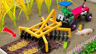 Diy tractor making technology plow machine to planting rice fields | tractor trolley | @Sunfarming