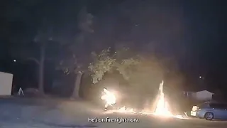 Biker bursts into flames during police chase