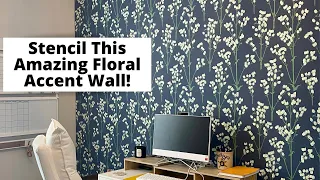 Stencil Painting A Floral Accent Wall With Cutting Edge Stencils Sprigs Flower Wall Stencil Pattern!