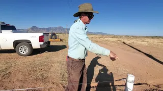 Installing electric rope gate on Arizona grazing operation.