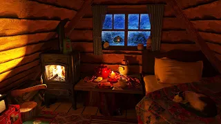 Мгновенный сон за 3 минуты - Самая уютная зимняя хижина для сна | Метель и Звуки Камина