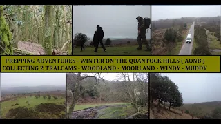 Winter walk on the Quantock Hills . Poor weather . Wrong turn . Collect trailcams . Wind-rain-fog .