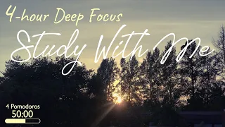 4H FOCUS STUDY WITH ME | TECHNICAL WRITING | Pomodoro 50-10 | Calm Piano | Countdown Timer