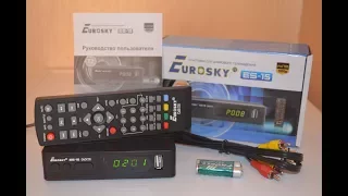 Дешево и сердито! Eurosky ES-15 AC3 Dolby Digital DVB-T2 Тюнер Т2 видеообзор и настройка