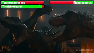 T-Rex Vs Giganotosaurus with Healthbars | Final Battle | Jurassic World Dominion