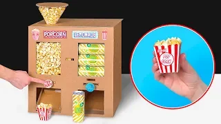 Du carton + du popcorn + du soda + des films = Cinéma à la maison