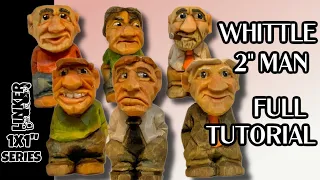 Whittle a 2" Man From a 1x1 ~Simple Beginner Friendly Full "Knife Only " Woodcarving Tutorial