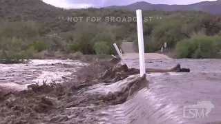 08-27-2022 Black Canyon City, AZ - Flash Flood Closes Road With Rapids And Debris