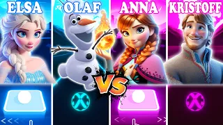 Frozen Elsa & Olaf VS Frozen Anna & Kristoff BUT In Tiles Hop & Dancing Road! WHO WON?