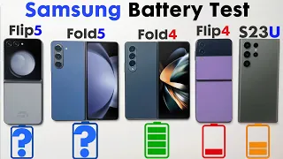 Samsung Galaxy Z Flip 5 / Fold 5 vs. S23 Ultra / Fold 4 / Flip 4 - ULTIMATE Battery Test!