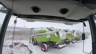 Пополнение. Перегоняем комбайн CLAAS MEGA 370. Заводим К-700а с буксира.