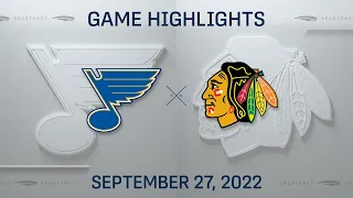 NHL Preseason Highlights | Blues vs. Blackhawks - September 27, 2022