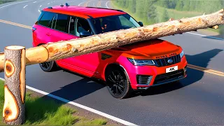 Cars vs Logs TRAP x Upside Down Speed Bumps x Giant Speed Bumps ▶️ BeamNG Drive