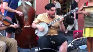 "Emily Estrella and the Faux Barrio Billionaires" perform on Royal Street, New Orleans 4/8/12