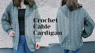 Crochet Cable Sweater Cardigan Size S-5XL