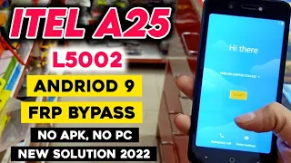 Itel A25 (L5002) Frp Bypass Andriod 9 | itel A25 Google Account Remove | No Apk New Solution 2022