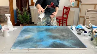 Effective abstract acrylic painting techniques - big canvas - layers - structure