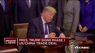 President Donald Trump signs phase one of U.S.-China trade deal