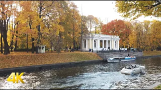Autumn in St Petersburg, Russia walking tour 4k 60fps