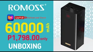 UNBOXING ROMOSS PEA60 - 60000 mAh Powerbank from Lazada Certified Store (No talk)