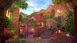 Italian Villages Ambience - Elegant Morning outdoor Coffee Shop Ambience Jazz Music, Villages Sounds