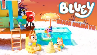 Bluey Playtime Adventures:  Beach Holiday Exploring the New Beach Cabin Playset  | #Bluey Playtime