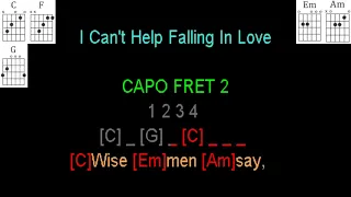 I Cant Help Falling In Love by Elvis Presley guitar play along. Use a Capo on 2nd Fret.