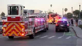 Fire Trucks Responding Code-3 to a MOTORCYCLE CRASH!