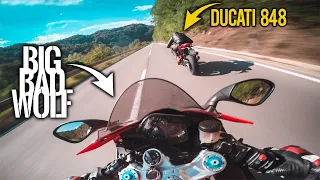 Aprilia RSV4 Hunts Ducati 848 | AKRAPOVIC FULL SYSTEM Brutal Sound [RAW Onboard]