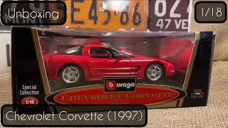 Unboxing Chevrolet Corvette (1997) Model Car Diecast Scale 1/18 Bburago