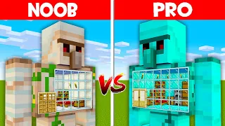 Minecraft NOOB vs PRO: SECRET BASE INSIDE IRON GOLEM vs HIDDEN HOUSE IN DIAMOND GOLEM! (Animation)