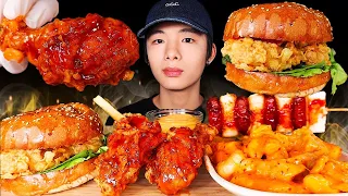 ASMR ROSE TTEOKBOKKI 🔥 + CHICKEN BURGER 🍔 + SWEET SPICY FRIED CHICKEN 🍗 (Eating Sound) | MAR ASMR