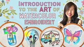 Water-colour hand embroidery for beginners | Learn how to apply watercolours on fabric | Mixed Media