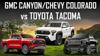 MID-SIZED TRUCK BATTLE // 2024 GMC CANYON/CHEVY COLORADO vs TOYOTA TACOMA // WHICH IS THE BEST TRUCK